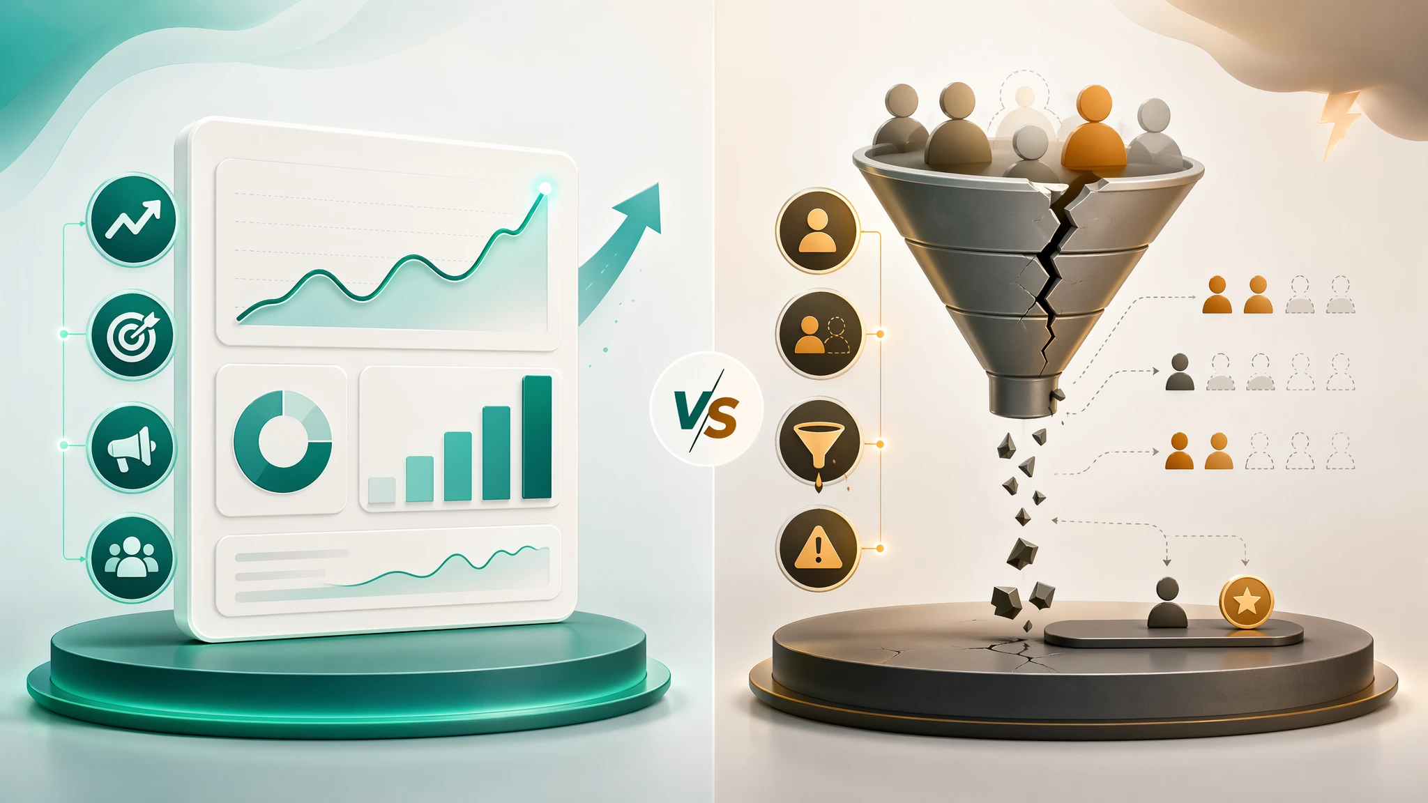 Ilustrasi gap antara dashboard ads dan kualitas outcome di backend bisnis