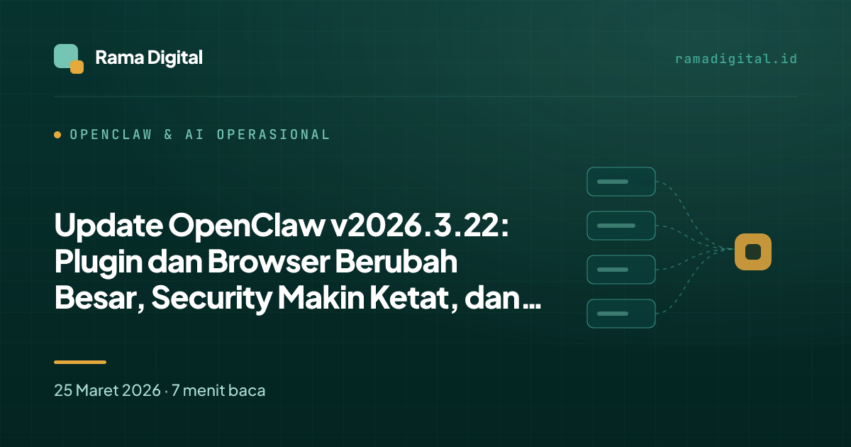 Update OpenClaw v2026.3.22: Plugin dan Browser Berubah Besar, Security Makin Ketat, dan Apakah Perlu Upgrade?